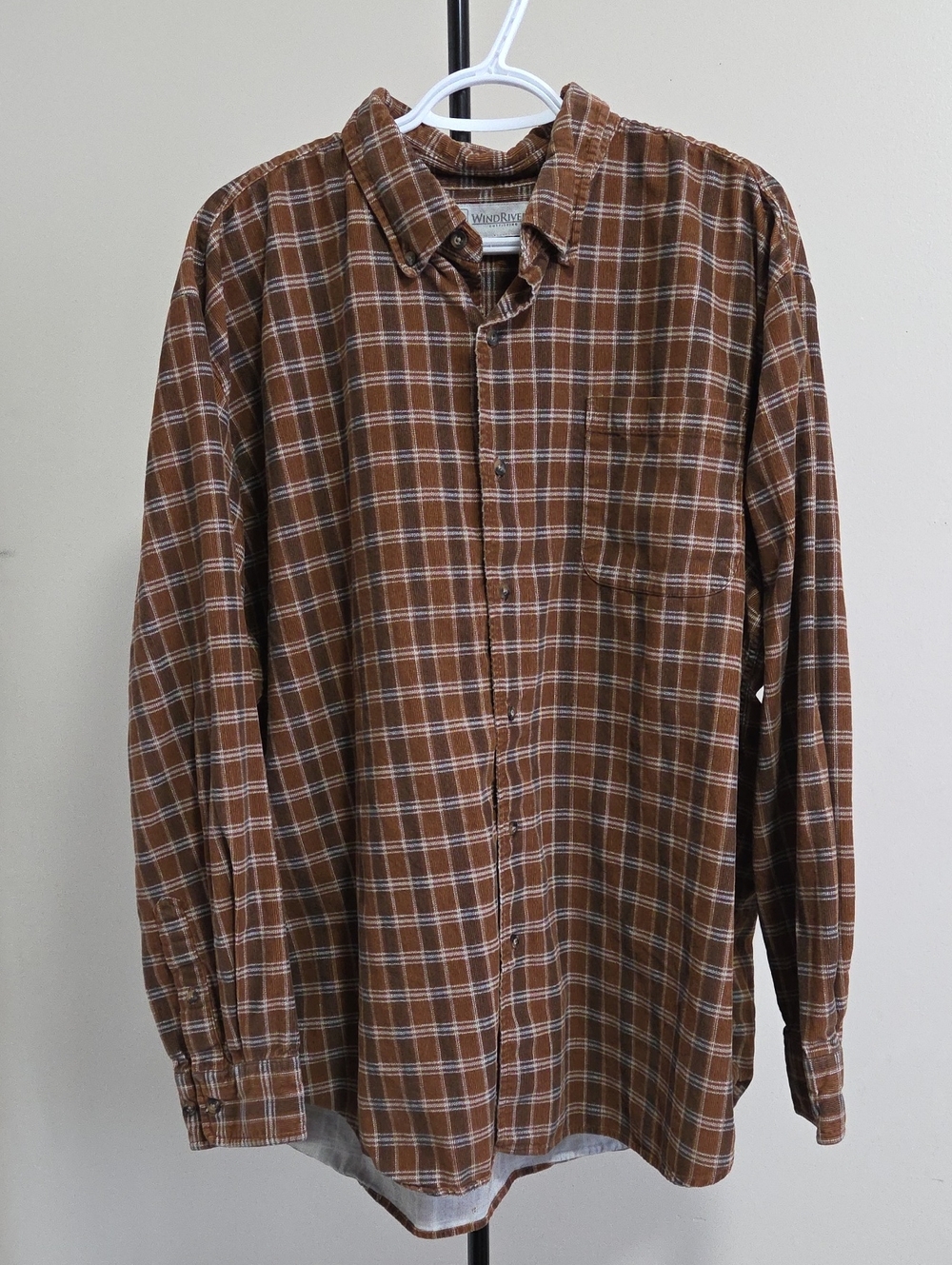Windriver Plaid Brown Long-Sleeve Button-Down Shirt